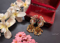 VeroniQ Trends-Peacock Design Gold Plated Kemp Stone Pachi Kundan Earrings Pachi Kundan-Gold Plated-Wedding Jewellery-Punjabi Jewellery-South Indian-Thappa Jewellery