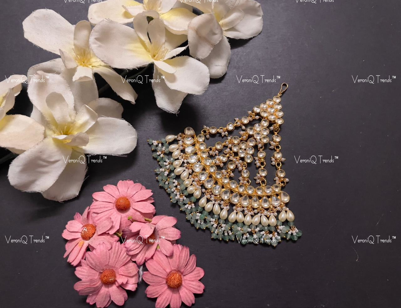 VeroniQ Trends-Gold Plated Pachi Kundan Passa Pachi Kundan-Gold Plated-Wedding Jewellery-Punjabi Jewellery-South Indian-Thappa Jewellery
