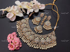 VeroniQ Trends-Traditional Pink Meenakari Kundan Jadau Gold Plated Pachi Kundan Necklace Pachi Kundan-Gold Plated-Wedding Jewelry-Punjabi Jewelry-South Indian-Thappa Jewelry