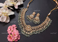 VeroniQ Trends-Traditional Kundan Jadau With Green Drop Beads Gold Plated Pachi Kundan Necklace Pachi Kundan-Gold Plated-Wedding Jewellery-Punjabi Jewellery-South Indian-Thappa Jewellery