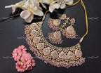 VeroniQ Trends-Traditional Pink Meenakari Kundan Jadau Gold Plated Pachi Kundan Necklace Pachi Kundan-Gold Plated-Wedding Jewelry-Punjabi Jewelry-South Indian-Thappa Jewelry