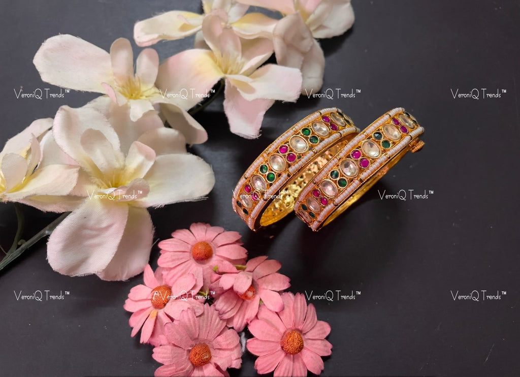 VeroniQ Trends-Gold Plated Kundan Jadau Kemp Stone Pachi Kundan Bangles Pachi Kundan-Gold Plated-Wedding Jewellery-Punjabi Jewellery-South Indian-Thappa Jewellery