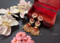 VeroniQ Trends-Chandbali Kemp Stone Gold Plated Pachi Kundan Jhumki Earrings Pachi Kundan-Gold Plated-Wedding Jewellery-Punjabi Jewellery-South Indian-Thappa Jewellery