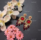 VeroniQ Trends-Kemp Stone Gold Plated Pachi Kundan Earrings Pachi Kundan-Gold Plated-Wedding Jewelry-Punjabi Jewelry-South Indian-Thappa Jewelry