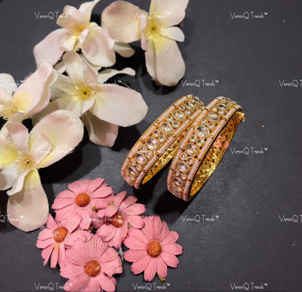 VeroniQ Trends-Gold Plated Kundan Jadau Kemp Stone Pachi Kundan Bangles Pachi Kundan-Gold Plated-Wedding Jewellery-Punjabi Jewellery-South Indian-Thappa Jewellery