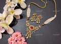 VeroniQ Trends-Multistrand Red Stone Gold Plated Pachi Kundan Necklace Pachi Kundan-Gold Plated-Wedding Jewellery-Punjabi Jewellery-South Indian-Thappa Jewellery
