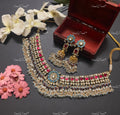 VeroniQ Trends-Traditional Turquoise Kemp Stone Gold Plated Pachi Kundan Choker Necklace Pachi Kundan-Gold Plated-Wedding Jewellery-Punjabi Jewellery-South Indian-Thappa Jewellery