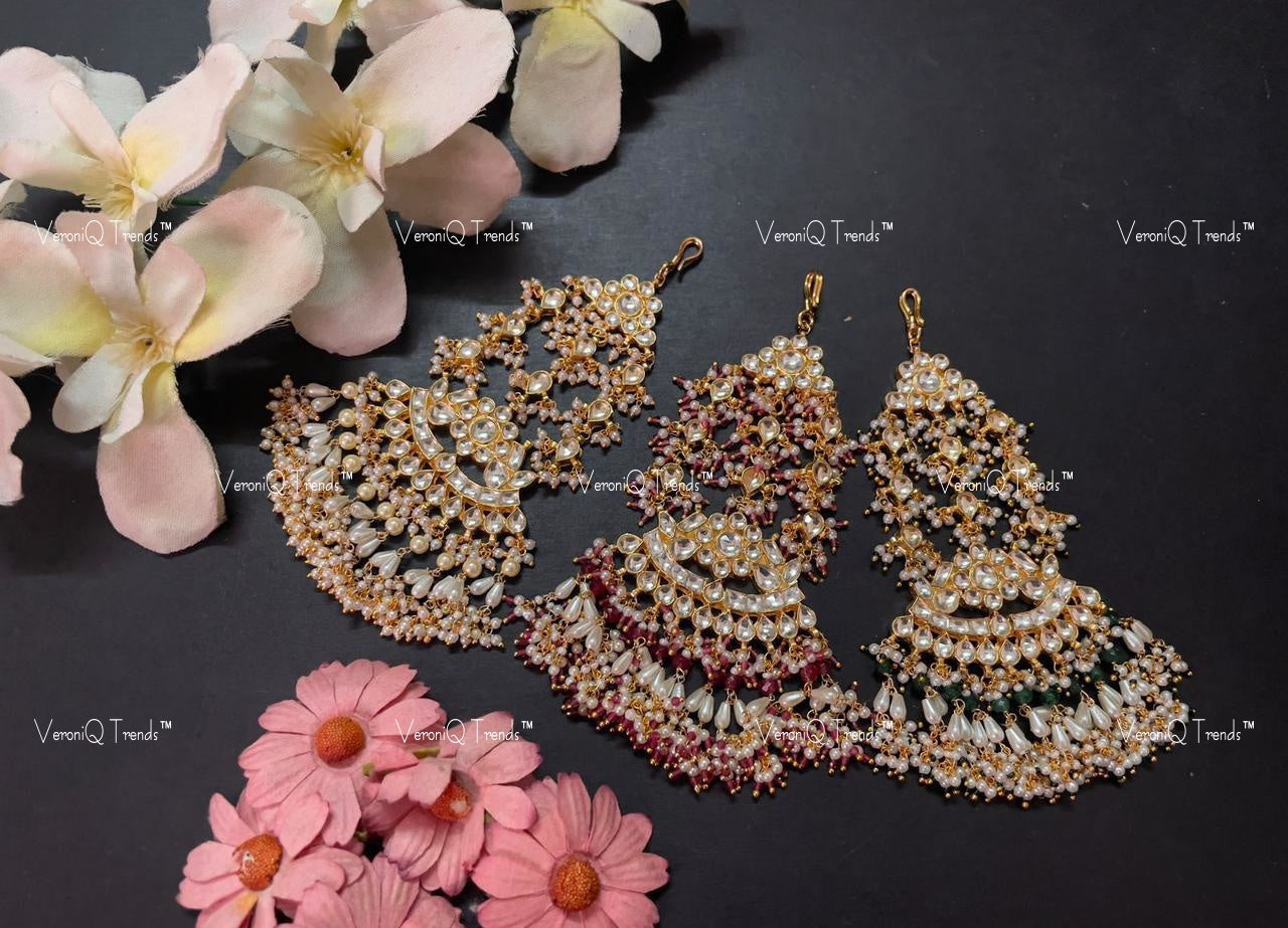VeroniQ Trends-Elegant Gold Plated Pachi Kundan Passa Pachi Kundan-Gold Plated-Wedding Jewellery-Punjabi Jewellery-South Indian-Thappa Jewellery