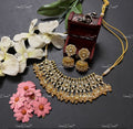VeroniQ Trends-Gold Plated Pachi Kundan Choker Necklace With Jhumki Earrings Pachi Kundan-Gold Plated-Wedding Jewellery-Punjabi Jewellery-South Indian-Thappa Jewellery