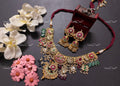 VeroniQ Trends-South Indian Kundan ANd Kemp Stone Gold Plated Pachi Kundan Choker Necklace Pachi Kundan-Gold Plated-Wedding Jewellery-Punjabi Jewellery-South Indian-Thappa Jewellery