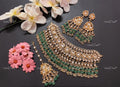 VeroniQ Trends-Traditional Bridal Green Beads And Kundan Jadau Gold Plated Pachi Kundan Necklace Pachi Kundan-Gold Plated-Wedding Jewellery-Punjabi Jewellery-South Indian-Thappa Jewellery