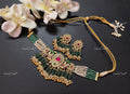 VeroniQ Trends-Traditional Kemp Stone Multistrand Pearl Beaded Gold Plated Pachi Kundan Choker Necklace With Peacock Motif Pachi Kundan-Gold Plated-Wedding Jewellery-Punjabi Jewellery-South Indian-Thappa Jewellery