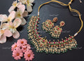 VeroniQ Trends-Rajwadi Kemp Stone Gold Plated Pachi Kundan Choker Necklace Pachi Kundan-Gold Plated-Wedding Jewellery-Punjabi Jewellery-South Indian-Thappa Jewellery