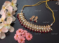 VeroniQ Trends-Traditional Kundan Jadau with Red Beads Gold Plated Pachi Kundan Choker Necklace Pachi Kundan-Gold Plated-Wedding Jewellery-Punjabi Jewellery-South Indian-Thappa Jewellery