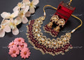 VeroniQ Trends-Traditional Big Kundan Jadau With Red Beads Gold Plated Pachi Kundan Necklace Pachi Kundan-Gold Plated-Wedding Jewellery-Punjabi Jewellery-South Indian-Thappa Jewellery