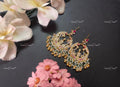 VeroniQ Trends-Traditional Kemp Stone Gold Plated Pachi Kundan Chandbali Earrings With Golden Beads Pachi Kundan-Gold Plated-Wedding Jewellery-Punjabi Jewellery-South Indian-Thappa Jewellery