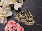 VeroniQ Trends-Traditional Kemp Stone Gold Plated Pachi Kundan Chandbali Earrings With Golden Beads Pachi Kundan-Gold Plated-Wedding Jewelry-Punjabi Jewelry-South Indian-Thappa Jewelry
