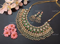 VeroniQ Trends-Rajwadi Green Meenakari Gold Plated Pachi Kundan Necklace Pachi Kundan-Gold Plated-Wedding Jewellery-Punjabi Jewellery-South Indian-Thappa Jewellery