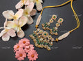 VeroniQ Trends-Traditional Green Stone And Pearl Gold Plated Pachi Kundan Necklace Pachi Kundan-Gold Plated-Wedding Jewellery-Punjabi Jewellery-South Indian-Thappa Jewellery