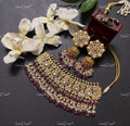 VeroniQ Trends-Gold Plated Pachi Kundan Red Beads Necklace Pachi Kundan-Gold Plated-Wedding Jewellery-Punjabi Jewellery-South Indian-Thappa Jewellery