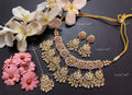 VeroniQ Trends-Pink Meenakari With Chandbali Drops Gold Plated Pachi Kundan Choker Necklace Pachi Kundan-Gold Plated-Wedding Jewellery-Punjabi Jewellery-South Indian-Thappa Jewellery