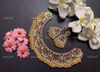 VeroniQ Trends-Traditional Kemp Stone Gold Plated Pachi Kundan Necklace With Peacock Motif Pachi Kundan-Gold Plated-Wedding Jewelry-Punjabi Jewelry-South Indian-Thappa Jewelry