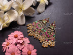 VeroniQ Trends-Peacock Design Kemp Stone Gold Plated Pachi Kundan Chandbali Earrings Pachi Kundan-Gold Plated-Wedding Jewelry-Punjabi Jewelry-South Indian-Thappa Jewelry