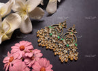 VeroniQ Trends-Peacock Design Kemp Stone Gold Plated Pachi Kundan Chandbali Earrings Pachi Kundan-Gold Plated-Wedding Jewelry-Punjabi Jewelry-South Indian-Thappa Jewelry