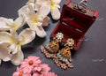 VeroniQ Trends-Royal Gold Plated Kundan Jadau Pachi Kundan Jhumki Earrings With Turquoise Blue Beads Pachi Kundan-Gold Plated-Wedding Jewellery-Punjabi Jewellery-South Indian-Thappa Jewellery