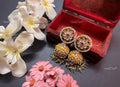 VeroniQ Trends-Gold Plated Kemp Stone Pachi Kundan Jhumki Earrings Pachi Kundan-Gold Plated-Wedding Jewellery-Punjabi Jewellery-South Indian-Thappa Jewellery