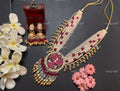 VeroniQ Trends-Peacock Design Multistrand Kemp Stone Gold Plated Pachi Kundan Long Necklace Pachi Kundan-Gold Plated-Wedding Jewellery-Punjabi Jewellery-South Indian-Thappa Jewellery