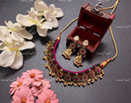 VeroniQ Trends-Traditional Gold Plated Kemp Stone Pachi Kundan Choker Necklace Pachi Kundan-Gold Plated-Wedding Jewelry-Punjabi Jewelry-South Indian-Thappa Jewelry