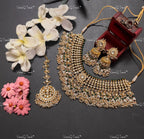 VeroniQ Trends-Traditional Gold Plated Pachi Kundan Jadau Necklace Pachi Kundan-Gold Plated-Wedding Jewelry-Punjabi Jewelry-South Indian-Thappa Jewelry