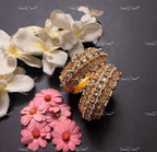 VeroniQ Trends-Traditional Kemp Stone and Pearl Gold Plated Pachi Kundan Bangles Pachi Kundan-Gold Plated-Wedding Jewelry-Punjabi Jewelry-South Indian-Thappa Jewelry
