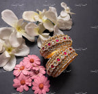 VeroniQ Trends-Traditional Kemp Stone and Pearl Gold Plated Pachi Kundan Bangles Pachi Kundan-Gold Plated-Wedding Jewelry-Punjabi Jewelry-South Indian-Thappa Jewelry