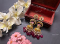 VeroniQ Trends-Gold Plated Pachi Kundan Jhumki Earrings With Pink Beads Pachi Kundan-Gold Plated-Wedding Jewellery-Punjabi Jewellery-South Indian-Thappa Jewellery