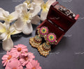 VeroniQ Trends-Traditional Kemp Stone Gold Plated Pachi Kundan Jhumki Earrings Pachi Kundan-Gold Plated-Wedding Jewellery-Punjabi Jewellery-South Indian-Thappa Jewellery