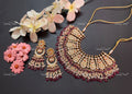 VeroniQ Trends-Bridal Kundan Jadau With Red Beads Gold Plated Pachi Kundan Choker Necklace Pachi Kundan-Gold Plated-Wedding Jewellery-Punjabi Jewellery-South Indian-Thappa Jewellery