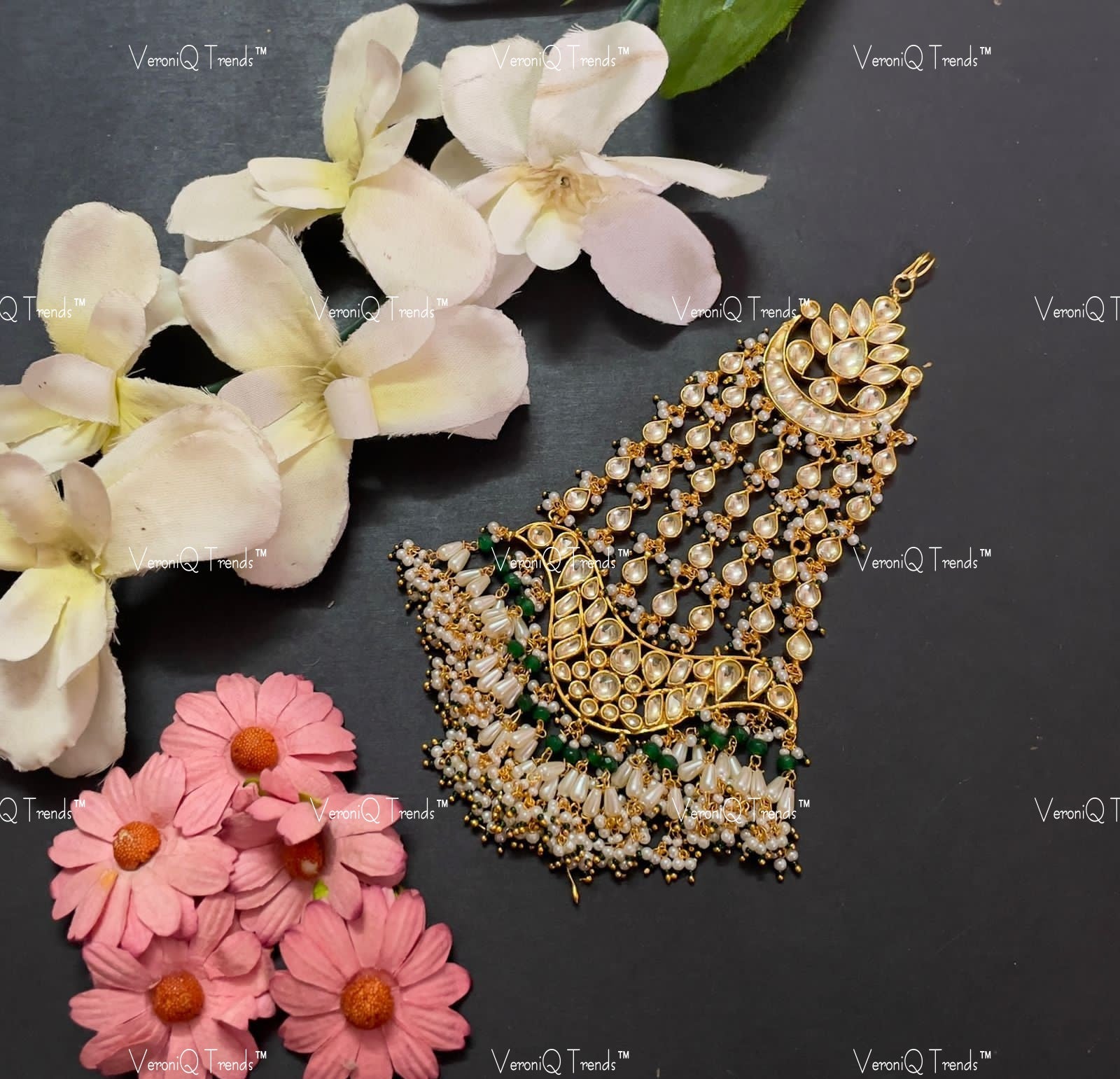 VeroniQ Trends-Gold Plated Pachi Kundan Passa Pachi Kundan-Gold Plated-Wedding Jewellery-Punjabi Jewellery-South Indian-Thappa Jewellery