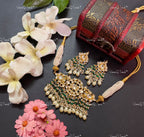 VeroniQ Trends-Gold Plated Kemp Stone Pearl and Pachi Kundan Choker Necklace Pachi Kundan-Gold Plated-Wedding Jewelry-Punjabi Jewelry-South Indian-Thappa Jewelry