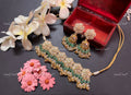 VeroniQ Trends-Mint Green Gold Plated Pachi Kundan Choker Necklace Pachi Kundan-Gold Plated-Wedding Jewellery-Punjabi Jewellery-South Indian-Thappa Jewellery