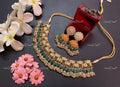 VeroniQ Trends-South Indian Mint Green Gold Plated Pachi Kundan Necklace Pachi Kundan-Gold Plated-Wedding Jewellery-Punjabi Jewellery-South Indian-Thappa Jewellery