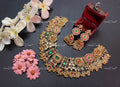 VeroniQ Trends-Bridal South Indian Kemp Stone Gold Plated Pachi Kundan Necklace Pachi Kundan-Gold Plated-Wedding Jewellery-Punjabi Jewellery-South Indian-Thappa Jewellery