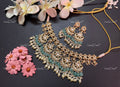 VeroniQ Trends-Turquoise Blue Beaded Gold Plated Pachi Kundan Necklace Pachi Kundan-Gold Plated-Wedding Jewellery-Punjabi Jewellery-South Indian-Thappa Jewellery