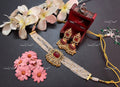 VeroniQ Trends-Red Carved Stone Gold Plated Pachi Kundan Choker Necklace Pachi Kundan-Gold Plated-Wedding Jewellery-Punjabi Jewellery-South Indian-Thappa Jewellery