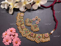 VeroniQ Trends-Elegant South Indian Kemp Stone Gold Plated Pachi Kundan Necklace Pachi Kundan-Gold Plated-Wedding Jewellery-Punjabi Jewellery-South Indian-Thappa Jewellery