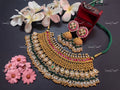 VeroniQ Trends-Bridal South Indian Kemp Stone Gold Plated Pachi Kundan Choker Necklace Pachi Kundan-Gold Plated-Wedding Jewellery-Punjabi Jewellery-South Indian-Thappa Jewellery