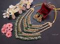 VeroniQ Trends-Multi-Line Green Carved Stone Gold Plated Pachi Kundan Long Necklace Pachi Kundan-Gold Plated-Wedding Jewellery-Punjabi Jewellery-South Indian-Thappa Jewellery