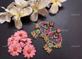 VeroniQ Trends-Peacock Design Kemp Stone Gold Plated Pachi Kundan Jhumki Earrings Pachi Kundan-Gold Plated-Wedding Jewellery-Punjabi Jewellery-South Indian-Thappa Jewellery