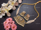 VeroniQ Trends-Traditional Multistrand Kemp Stone Gold Plated Pachi Kundan Choker Necklace Pachi Kundan-Gold Plated-Wedding Jewelry-Punjabi Jewelry-South Indian-Thappa Jewelry